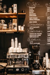 Coffee equipment at a cafe